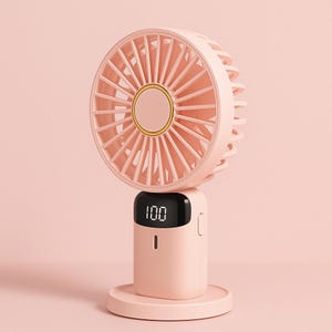 Ventilador USB portátil – Rosa, recargable, silencioso, plegable y ligero – Ideal para verano, oficina, viajes, playa – Hasta 7 h de duración de batería