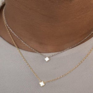 Sterling Silver Designer Inspired Vân Cleef Pearl Shell Clover Necklace