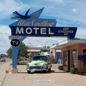 Stampa fotografica dell'ingresso del Blue Swallow Motel Route 66 SENZA CORNICE