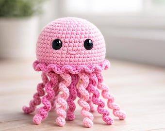 Crochet Jellyfish Plushie Handmade Stuffed Animal Amigurumi Plush