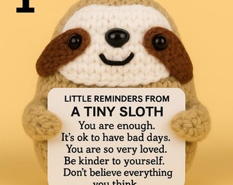 Emotional Support Crochet Sloth Plush, Cute Crochet Plush – Gift for Friend Care Package & Get-Well Encouragement Animal Supportive Gifts