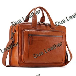 Handmade Brown Leather Laptop Bag Genuine Leather Briefcase Vintage Messenger Work Bag for Men Office Business Satchel