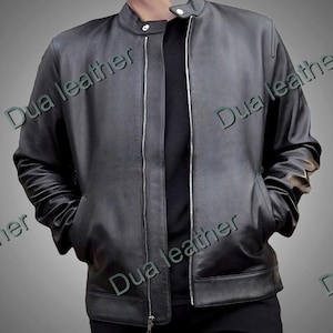 Black Leather Jacket For Men Motorcycle Jacket Steampunk Leather Jacket Mens Leather Biker Jacket Sheepskin Leather Unique Gift Idea For Him