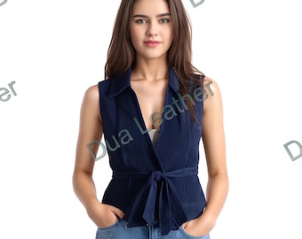 Womens Genuine Leather Biker Vest – Vintage Moto Waistcoat