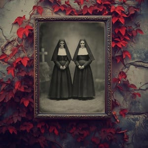 Spooky Victorian Nun Portrait Digital Print, Haunted Victorian Photography, Occult Photography Dark Academia Halloween Gothic Wall Art