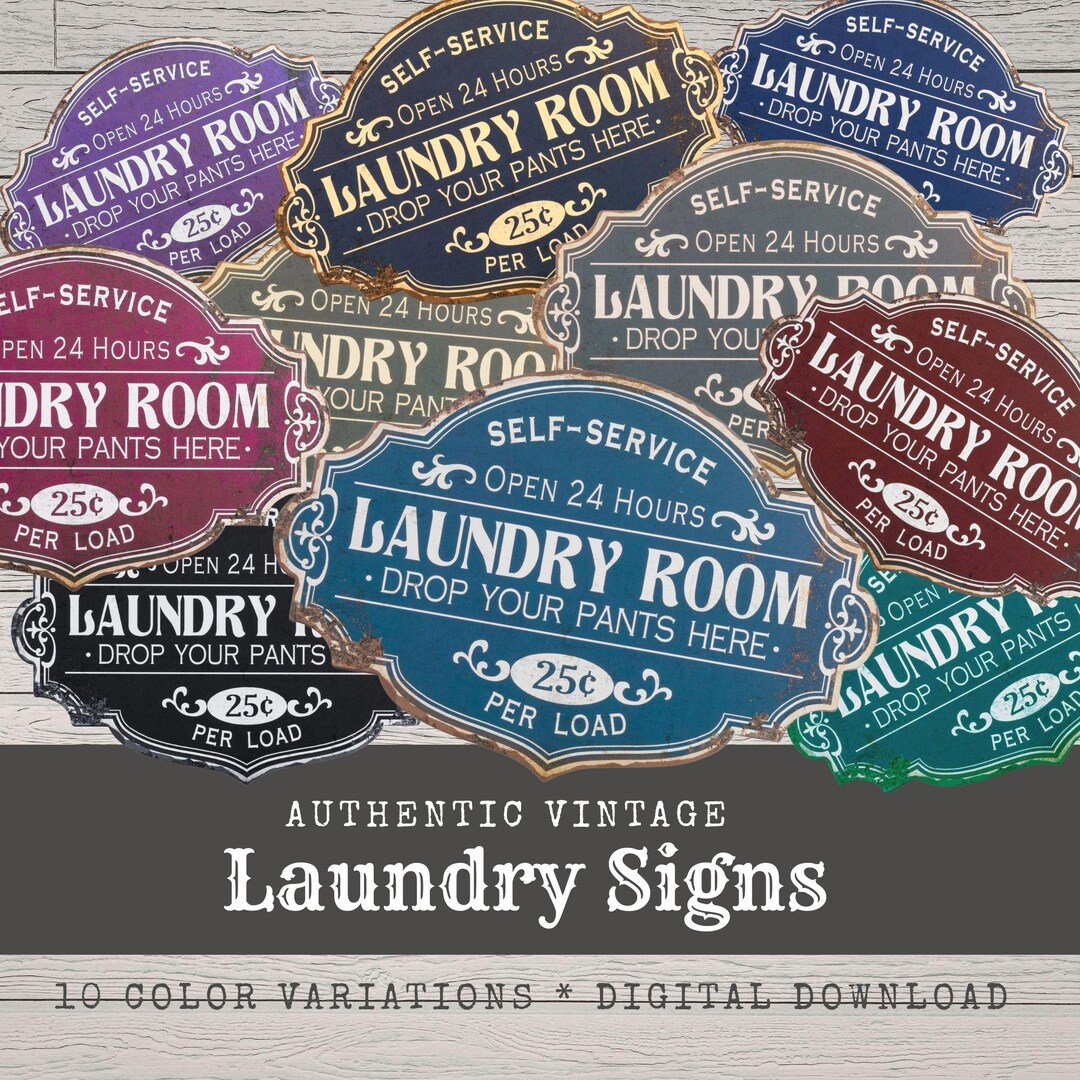 Vintage Laundry Room Sign PNG, Funny Retro Washroom Clipart, Rustic ...