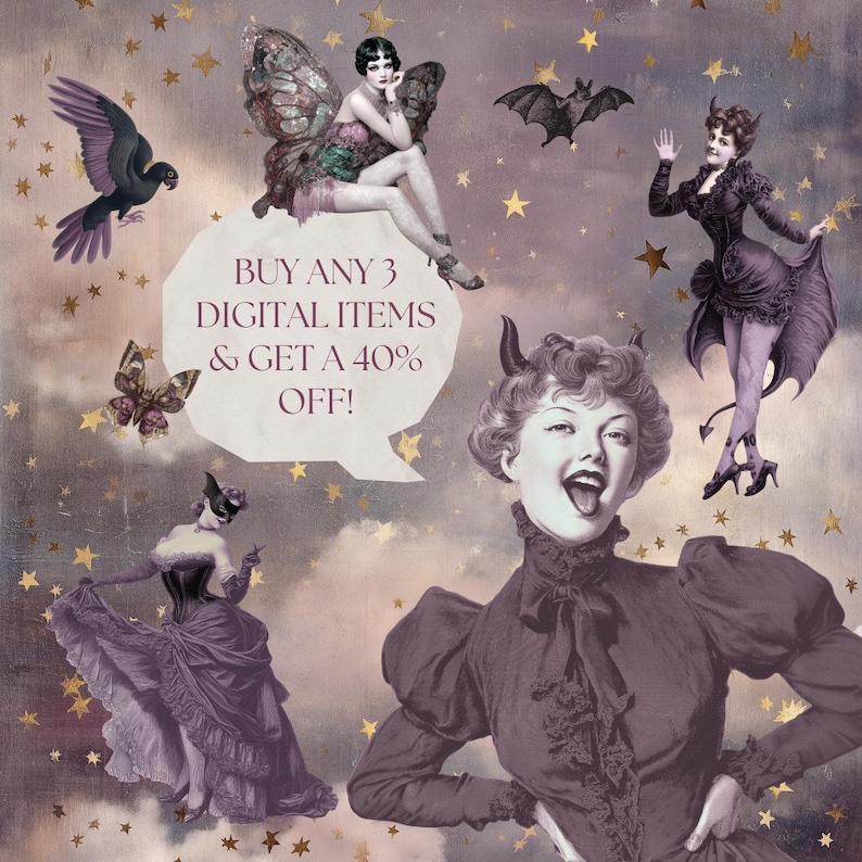 Kit de diario basura de bosque encantado, clipart de hadas goblincore, elementos de collage vintage (descarga digital) imagen 8