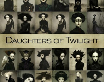 Surreal Portraits Gothic Papers: Dark Academia Ephemera (Digital Art Collection, 24 Designs, 2 formats)