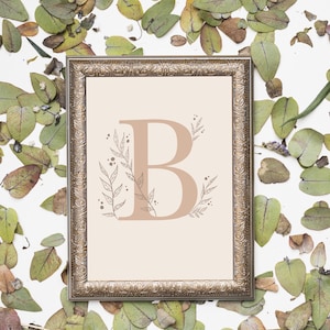 Beige Letter B Digital Art Print | Nursery Wall Art | Alphabet Printable | Kids Room Decor | Spring & Summer Illustration