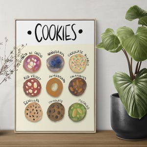 Colorful Digital Art Print of Cookies Illustration | Spring & Summer Bakery Wall Art | Cute Food Printable