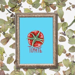 Bright Tomato Digital Art Print | Colorful Kitchen Wall Art | Food Illustration Printable | Spring & Summer
