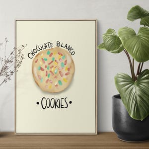 White Chocolate Cookie Digital Art Print | Colorful Spring & Summer Bakery Art