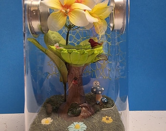 Gehege mit springender Spinne