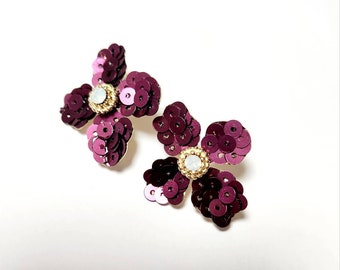 2PCS, EPG-611, 350mm sequin  flower stud earring-14 colors