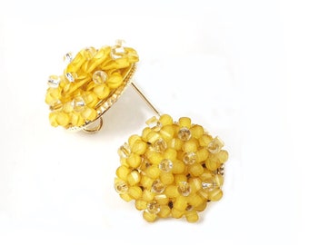 2PCS, EPG-510, 18mm Wild Flower Small flower Stud Earring -Yellow