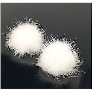 2pcs, FLC-10,  30mm Mink fur  ball, 20 colors - White