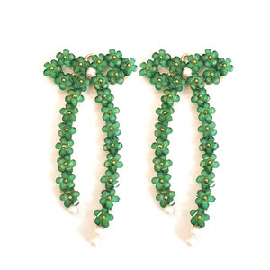 2PCS, PGP-701, 65mm  Wild Flower Bow , Small flower - Green