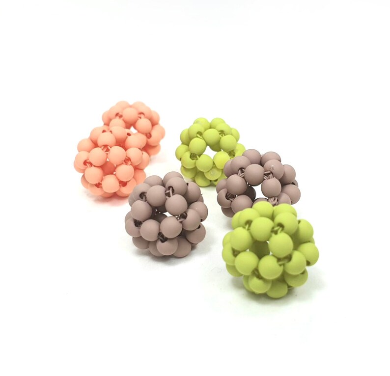 2PCS, PCS407, 13mm Rubber Coated Ball Pendant, Charm, 3 Colors Peach