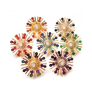 2PCS, EPG-618, 25mm  sequin sunburst Mardi Gras  , Gradation colors Stud Earring-7 colors