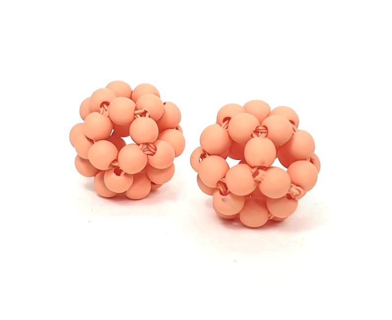 2PCS, PCS407, 13mm Rubber Coated Ball Pendant, Charm, 3 Colors Peach