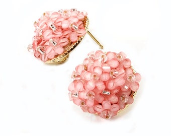 2PCS, EPG-510, 18mm Wild Flower Small flower Stud Earring -Pink