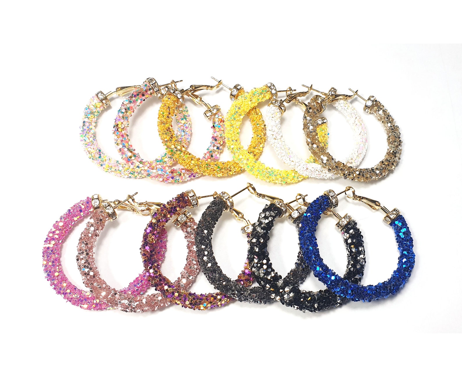 2PCS PCP501 50mm Glitter Sequin Hoop Earring Sequins Etsy