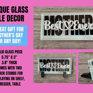 Mother's Day Glass Tile Decor, Vinyl Lettering, Gift for Mom
