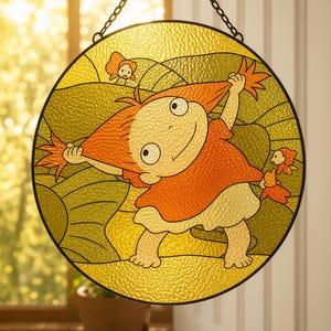 Charming Ponyo Glass Style Window Decor, G.hi.bli Inspired Acrylic Panel, Cute Anime Home Suncatcher Gift image 4