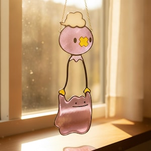 Drifloon And Ditto Resin Suncatcher, P0kem0n Inspired Window Hanging, Kawaii Anime Home Decor, Unique Fan Art Gift