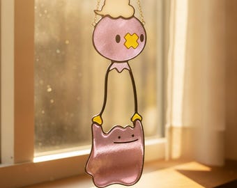 Drifloon And Ditto Resin Suncatcher, P0kem0n Inspired Window Hanging, Kawaii Anime Home Decor, Unique Fan Art Gift