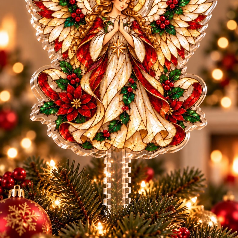 Angel Christmas Tree Topper, Christmas Angel Tree Topper, Acrylic Angel ...