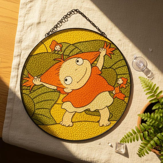 Charming Ponyo Glass Style Window Decor, G.hi.bli Inspired Acrylic Panel, Cute Anime Home Suncatcher Gift