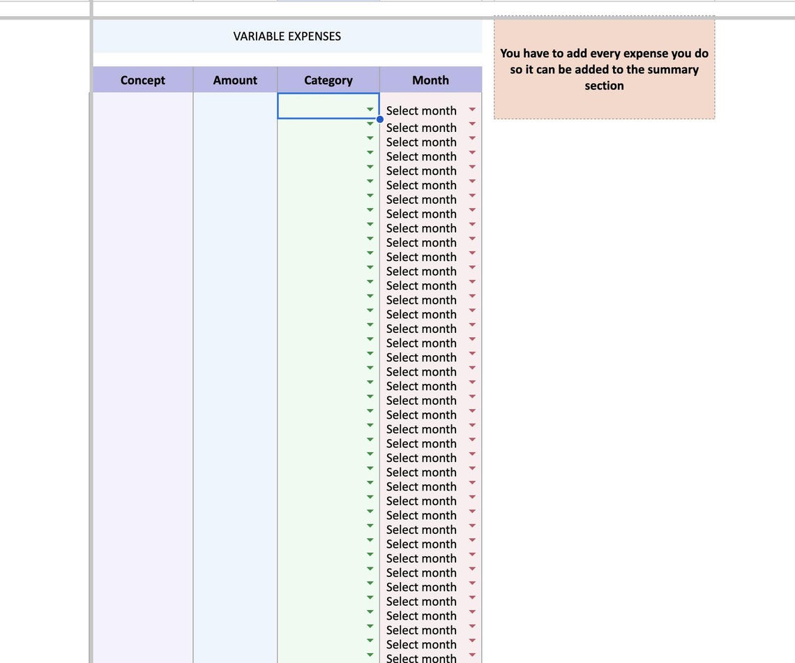 Expense Control Template - Etsy