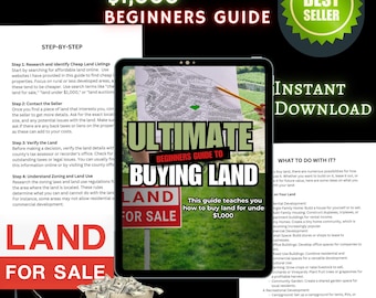 Buy Land for Under 1k PLR Guide | Beginner Real Estate Ebook | Editable, Resellable Digital Product | Land Buying Made Easy