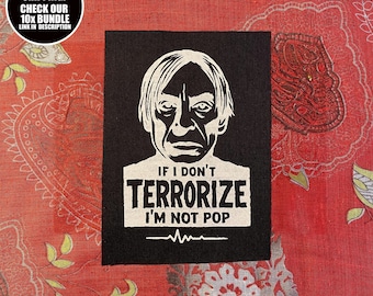 Iggy Pop Punk Band Patch: Sew-On Cotton Satin Jacket Patch