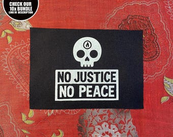 No Justice No Peace Sew On Patch, Punk Activist Design