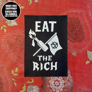 Anarchisten Patch × Eat the Rich × Sew On Punk Patch für Jacken oder Westen zum Aufnähen
