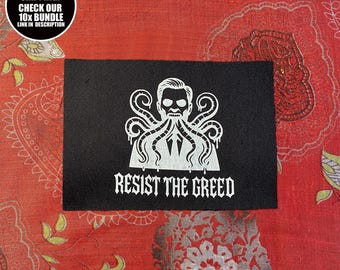 Toppa "Resist the Greed": toppa anticapitalista da cucire per giacche