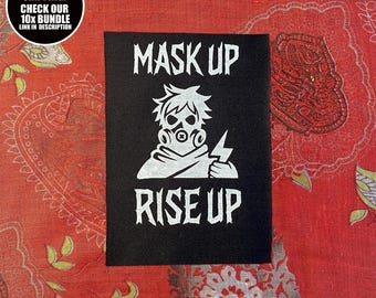 Anarchist Patch: Mask Up Rise Up, Sew On Resistance Patch