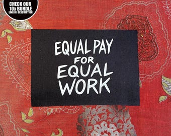 Parche feminista: Igualdad salarial - Parche de protesta de algodón estampado a mano