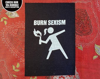 Burn Sexism Patch: Feminist Protest Sew-On Patch