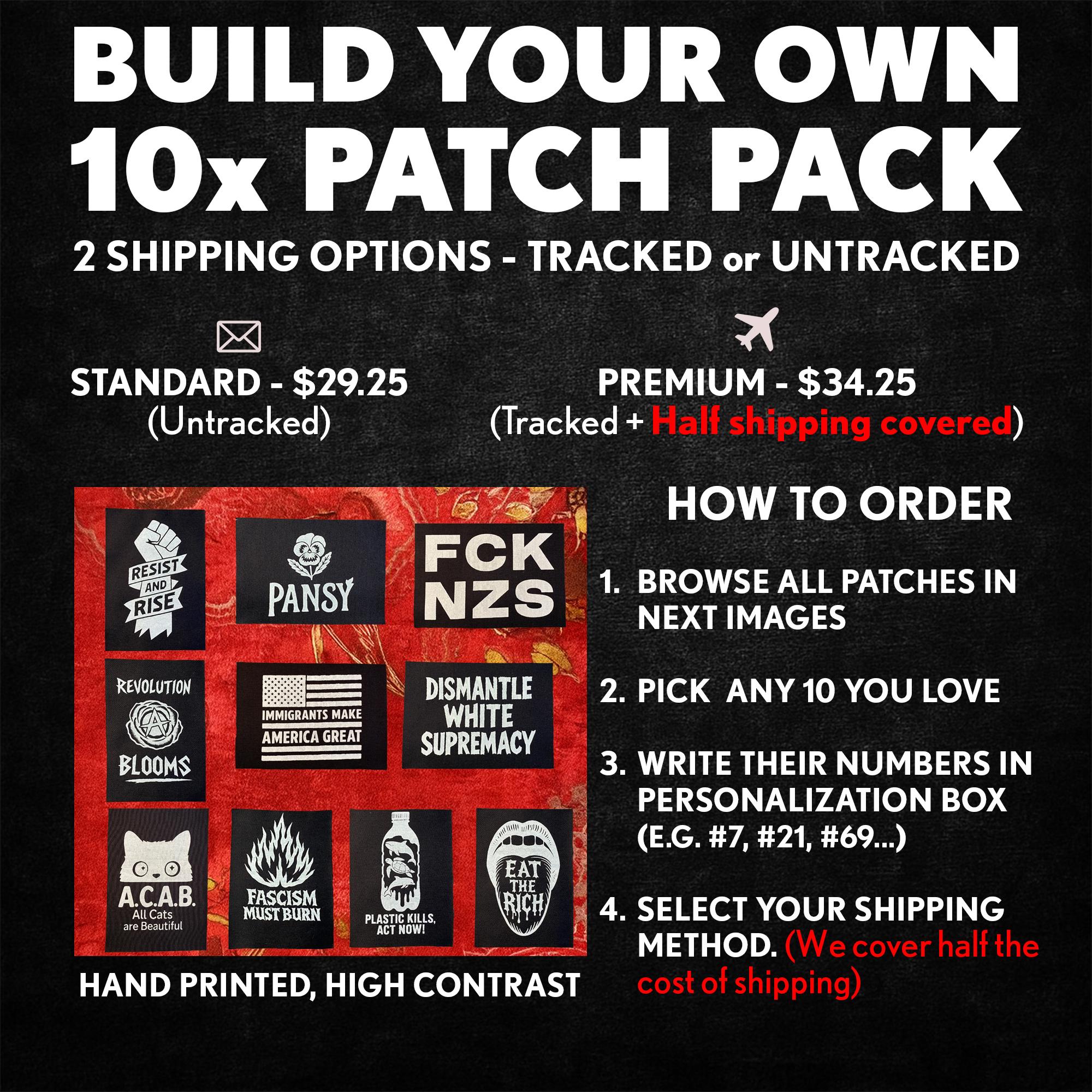 Pick Any 10 Punk Patches: Anarchist, Queer, BLM Fabric Patch Set