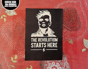 Parche activista × La revolución empieza aquí × Parche de tela para coser con mensaje de protesta punk de resistencia política