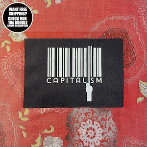 Écusson anti-capitalisme : écusson à coudre code-barres pour protestation