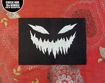 Parche punk con cara gritando: aplique de horror para coser