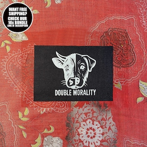 Vegan Ethics Patch × Double Morality × Sew On Animal Rights Anti Speciesism Statement Fabric Patch