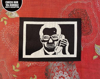 Anti-Capitalist Sew-On Patch: Skull Salesman, Punk Protest