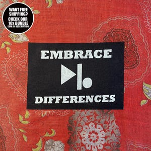 LGBT-patch × Embrace Differences × Naai de queer Inclusion-patch voor jassen of draagtassen