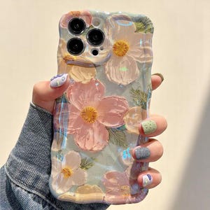 iPhone-hoesje Vintage Art Floral – Klassieke siliconen hoes in olieverfschilderijstijl voor iPhone 11-16 Pro Max