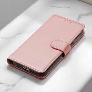 Custodia a portafoglio in pelle con supporto e porta carte per iPhone serie 6-15 (Mini, Pro Max, XR, SE 2020/2022)